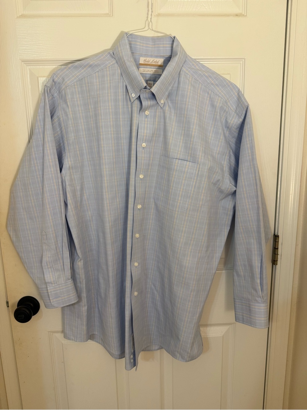 Roundtree & Yorke Light Blue Plaid Dress Shirt